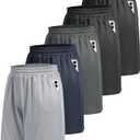 5 Pack Mens Athletic Shorts - Gym Basketball Running Workout Quick Dry Black Shorts with Pockets for Casual Performance Size XL