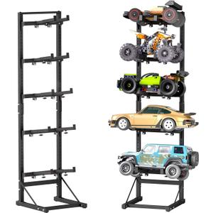 RC Car Stand, Metal RC Storage Rack, 5 Tier Model Car Display Stand for RC Car Crawler Trucks, Adjust Shelf for 1/6 1/10 1/12 1/24 1/18 FCX10 FCX24 FCX18 SCX24 SCX18 SCX10 Scale Cars Trucks