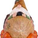 Topadorn Fall gnome with Pinecone Car and Resin Pumpkin Statue for Fall Harvest Party Ornaments Decor,Happy Fall