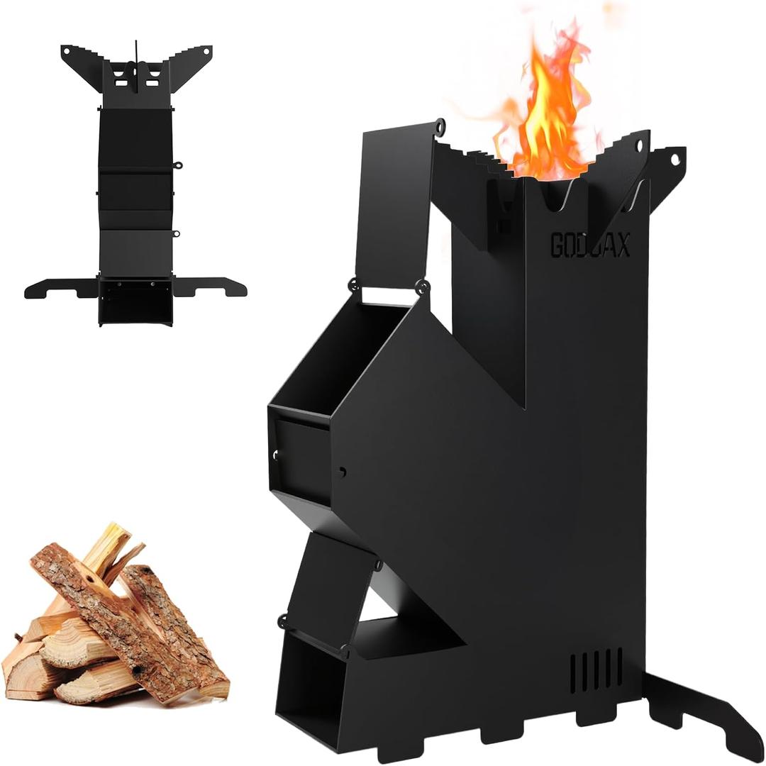 Rocket Stove for Cooking Portable Wood Burning Wood Fire Camping Backyard Cooking Outdoor Events BBQ Comes with Storage Bag