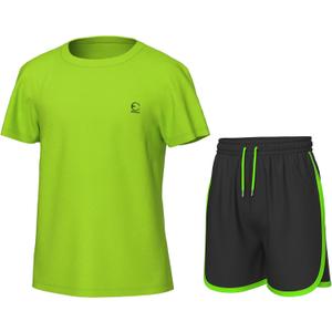 Girls' Clothing Sets, Athletic T-Shirt and Short Outfits Performance Activewear Cute Summer Girls Fashion Size 5-14 (Green)