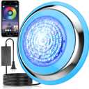 Pool Light 12V RGB Swimming Underwater Pool Lights with APP Control IP68 Waterproof Dimmable Built-in Transformer Submersible LED Pool Lights for Aboveground Inground Swimming Pool(16.4ft Cord)