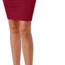 Women's Casual Stretchy Bodycon Pencil Mid-Mini Skirt, Size L, Burgundy