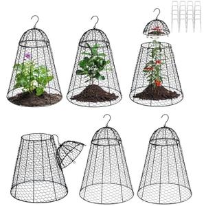 PWSOMJ Garden Chicken Wire Cloche 3 Packs, Large Plant Protectors from Animals, 11.81" W x 15.35" H Rustproof Garden Cloches for Plants with Removable Top and Hook for Easy Pruning