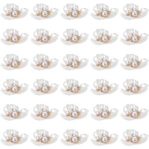30Pcs Rhinestone Pearl Embellishments Faux Pearl Flower Buttons Flatback Beads for Jewelry Making