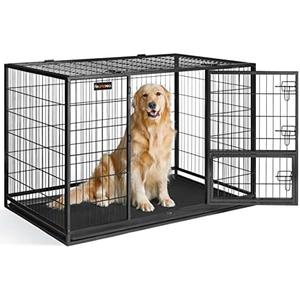 Feandrea Heavy-Duty Dog Crate, Metal Dog Kennel and Cage with Removable Tray, XXL for Large Dogs, 48 x 29.3 x 31.7 Inches, Black UPPD003B01
