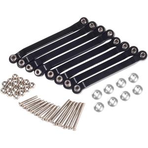RC Links Set, Metal Chassis Pull Rods Suspension Link Mount for RC Car 1/16 WPL C14 C24 1/12 MN D90 D91 MN40 MN45 MN96 MN99 MN99s Upgrades (Black)
