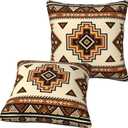 Western Aztec Throw Pillow Covers 16x16 Set of 2, Southwest Native American Brown Pillow Covers Outdoor Decorative Pillow Case for Couch Bed Sofa Cushion Home Decor