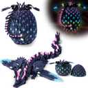 3D Printed Easter Dragon Eggs with Wings Rainbow Glow in The Dark Cool,Articulated Crystal Animals Fidget Toy,Stuff Fun Prefilled Easter Basket Stuffers Toy Gifts for Kids
