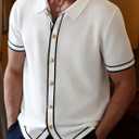 Zaitun Men's Lightweight Button-Down Shirt Summer Casual Shirt Relaxed Fit Wrinkle Resistant Top (White, L)
