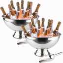 Large Champagne Bowl, 12L Ice Bucket with Scoop, Stainless Steel, Silver, Round, No Lid, Ice Bucket, BUCKET, ice-bucket, 16 inches, 12 liters, Pack Of 1 