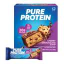 Pure Protein Chewy Chocolate Chip Protein Bars 20g Protein, 3g Sugar, 190 Calories (12 count) Low Sugar* High Protein Snack - Gluten Free - Perfect for a Healthy Snack (EXP 04/21/27)