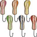 DoubleFill 6 Pcs Sandal Wall Hooks Wooden Sandal Towel Hooks Decorative Hawaiian Tropical Wall Hangers Vintage Summer Towel Hangers Decor for Beach Pool Bathroom Bedroom Decoration