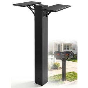 Double Mailbox Post for Outside, 43" Heavy Duty Metal Dual Mailbox Post with Universal Mounting Bracket, In-Ground Mailbox Support Post Fits Standard Post Mount Curbside Residential Mailboxes
