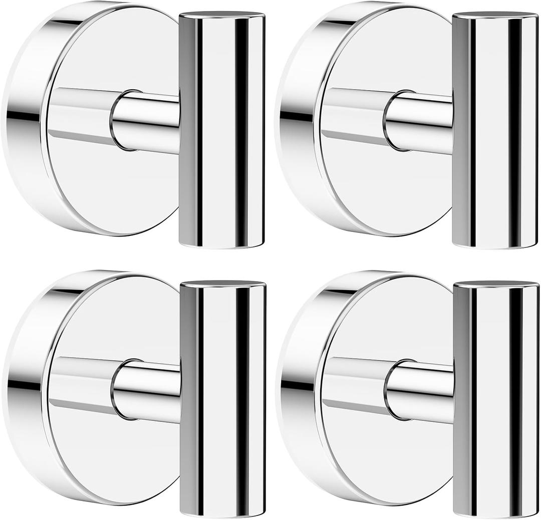 Bntuk Suction Cup Hooks, Shower Hooks for Inside Shower Removable Towel Hooks for Bathroom Window Glass Mirror Tile, Bath Robe Looafh Hook for Hanging Waterproof & Rustproof, Chrome (4 Pack)