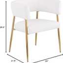 Meridian Furniture 534Cream-C Creston Collection Modern | Contemporary Dining Chair, Rich Cream Durable Linen Textured Fabric Upholstery, Brushed Gold Metal Frame, 24" W x 21.5" D x 29.5" H, Cream