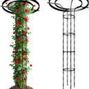 Mushroom Top Trellis for Climbing Plants Outdoor, 5.74FT Decorative Obelisk Plant Support with Rustproof PE-Coated Metal, Rose Trellis for Clematis Ivy, Black (Umbrella-Shaped/11.02''W, 5 Floors-68.9H/Black)