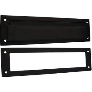QCAA Solid Brass Mail Slot, with Solid Brass Interior Frame, 13" x 3.625", Matte Black, 1 Pack, Made in Taiwan