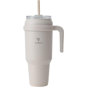 REDUCE Cold1 24 oz Tumbler with Handle - Vacuum Insulated Stainless Steel Water Bottle for Home, Office or Car, Reusable Mug with Straw or Leakproof Flip Lid, Keeps Drinks Cold All Day- Gloss Cotton