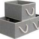 StorageWorks Storage Baskets for Shelves, Foldable Fabric Closet Storage Bins with Handles, Fabric Storage Bins Clothes Organizer, Gray, 3-Pack, Small