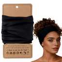 Curly Pineapple Headband, Extra Wide Sleep Hair Wrap for Natural Thick Coily Hair, Anti-Frizz Night Scarf for Locs & Curl Definition (Black)