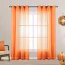 KOUFALL Fall Curtains for Living Room 96 Inch 2 Panel Set,Grommet Sheer Autumn Curtains for Bedroom Dining Room,Pumpkin Orange