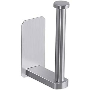 VAEHOLD Toilet Paper Holder Self Adhesive Kitchen Washroom Adhesive Toilet Roll Holder No Drilling for Bathroom Stick on Wall Stainless Steel Brushed, Simple Silver