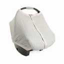 Little Unicorn Baby Car Seat Canopy | Soft & Breathable Muslin Fabric | Magnetic Closure Cover & Universal Fit | for Protection & Privacy | Nursing Cover (Grey Stripe)