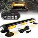 ASPL 26inch 126 LED Emergency Rooftop Strobe Lights Bar w/Controller Double Side Warning Hazard Snow Plow Flashing Light Traffic Advisor Safety Light for Work Trucks Vehicles Tow Pickup(Amber/White)