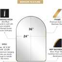 ANDY STAR Arched Mirror, 24 x 36 Inch Gold Wall Mirror in Stainless Steel Metal Frame, Arch Top Rounded Corner 1 Inch Deep Set Design Wall Mount Hangs Vertical