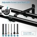 Curtain Rod Bracket, Double Heavy Duty Curtain Rod Hooks 1 Inch Black Curtain Rod Holders Hangers for Wall, 6 Pack Drapery Rods Support Brackets for Drape Poles