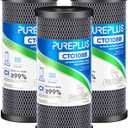 PUREPLUS Coconut Shell Water Filter Cartridge | Activated Carbon Block CTO | Universal Whole House 5 Micron 10 inch Cartridge | Compatible with WFHDC8001, CB-BB-10, EPM, EP-BB, 3Pack