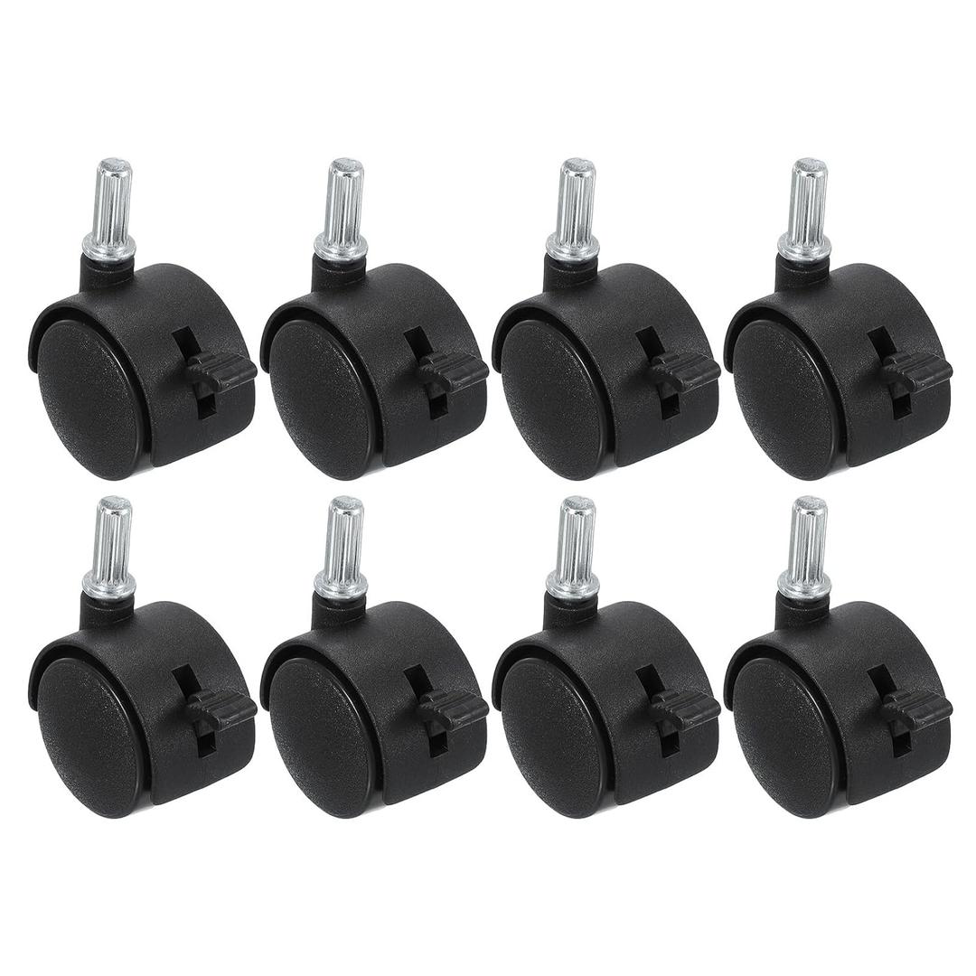 PATIKIL Office Chair Wheels Replacement 1.5", 8 Pcs Nylon Heavy Duty Office Furniture Casters Wheels with Universal Wheel for Hardwood Floor Carpet, Black(with Brake)