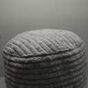 Round Stuffed Pouf Ottoman, Corduroy Poufs with Foam Chunk Filling, Furry and Fluffy Pouf Foot Stool Storage Ottomann Floor Poufs Foot Rest for Living Room, Grey, 24 x 17 in