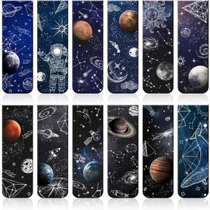 Zonon 12 Pieces Magnetic Bookmarks Space Moon Roaming Bookmarks Magnetic Page Clip Space Assorted Book Markers Set for Teachers Students Reading School Office Home Supplies, 12 Styles