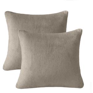 Flannel Throw Pillow Covers 16x16 inches Set of 2,Ultra Soft Cozy Pillow, Decorative Spring Pillow Covers for Sofa, Couch, Living Room,Taupe