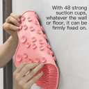 Grey TPR Sower Scrubbing Mat with Suction Cups Soft, Non-Slip Design for Foot and Back Massage Perfect for Full-Body Cleansing and Comfort Pink