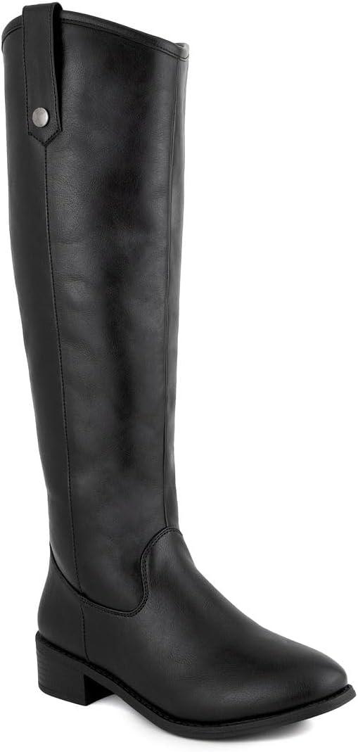 LONDON FOG Womens Irie Riding Boot, Regular and Wide Calf (10, Black)