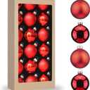 Amooca Christmas Glass Balls Decoration Festival Party Home Decors Holiday Xmas Tree Hanging Ornaments Set 17pc 1.8in Red