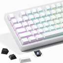 SDYZ White Keycaps - Side Print PBT Keycaps 60 65 75 100 Percent, Double Shot Shine Through Custom Key caps, 132 Keys Set, Cherry Profile, Minimalist Style for Cherry Gateron MX Switche Keyboard
