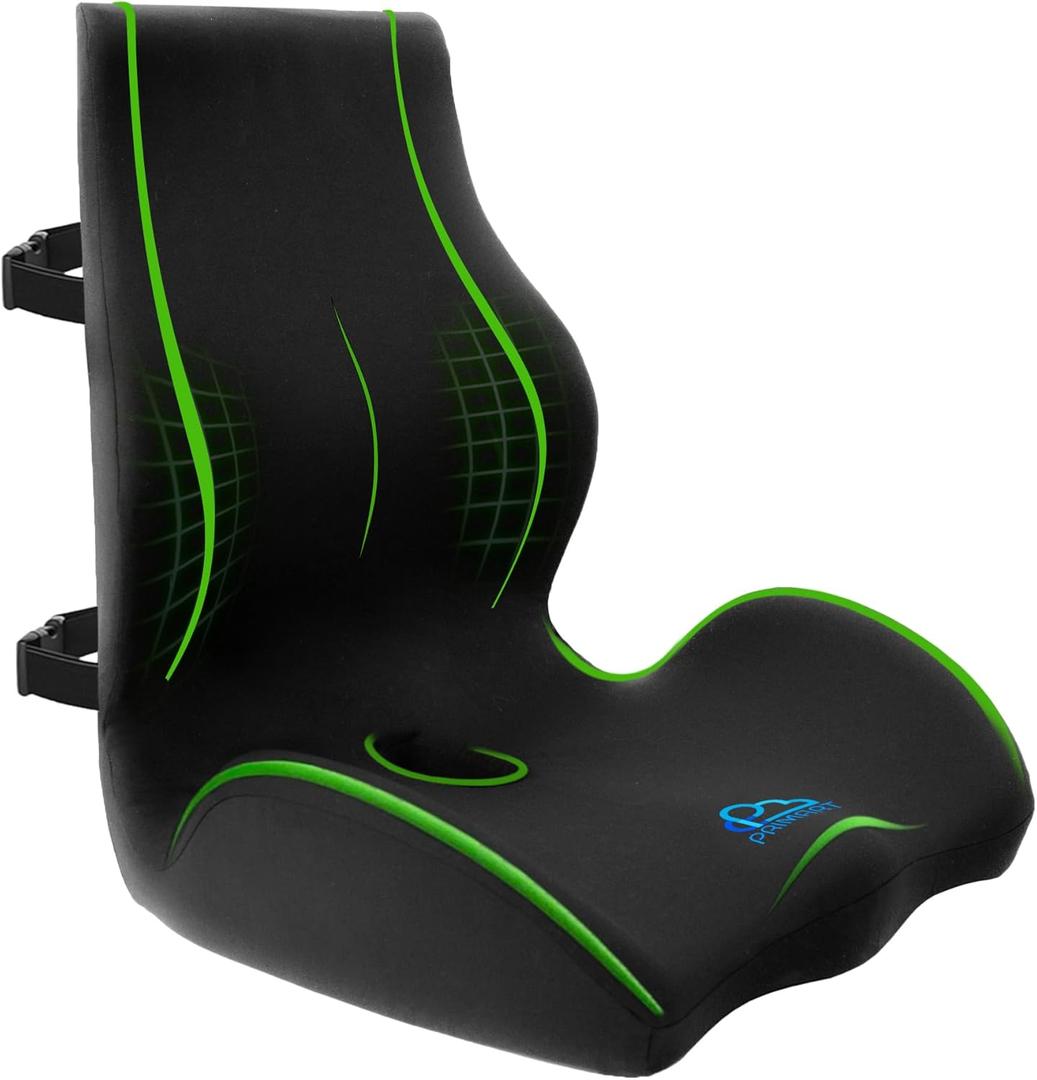 Ergonomic Memory Foam Seat Cushion for Office Chair, Car Seat, Dining, Gaming Chair & Wheelchair, Full Back & Lumbar Support Pillow One Piece, Back Pain Relief, Coccyx, Tailbone & Sciatica Pain Relief