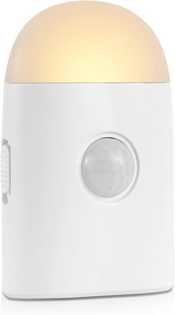 Motion Sensor LED Night Lights Warm White with Adjustable Brightness Rechargeable Battery, with Hook and Stick-On for Cabinet, Wardrobe,Closet,Hallway, Stairs (1 Pack)