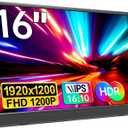 Portable Monitor 16.0inch FHD 1920 * 1200P USB C HDMI Ultra-Slim IPS Travel Display & Speakers, HDR Plug&Play, External Monitor for Laptop PC, Phone,Mac