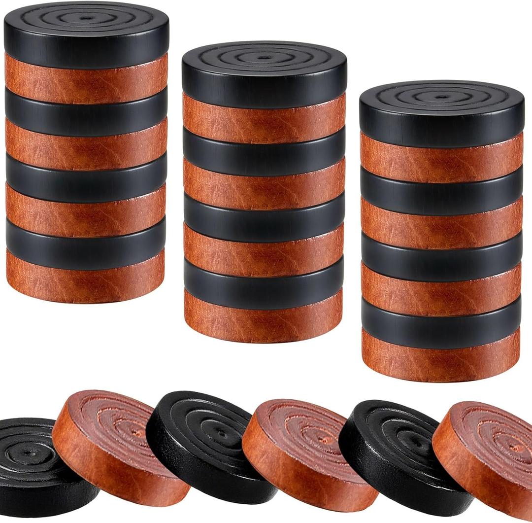 Sumind 24 Pieces Wooden Checkers 1.06 Inch Wood Checkers Pieces Stackable with Drawstring Storage Bag for Board Game Backgammon (Brown and Black)
