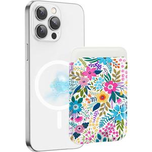 for Magsafe Wallet, Magnetic Wallet Card Holder for iPhone 17/Air/16/16e/15/14/13/12 Pro/Max/Plus/Mini Case, Strong Magnet Phone Pocket Cute Design Credit Card Fit 3 Cards, Flowers
