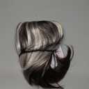 RENERSHOW Medium Length Bob Wig with Bangs for White Women Layered Blonde Balayage Bob Straight Hair Wig Natural Synthetic Hair Replacement Wig Ombre Platinum with Brown Wig