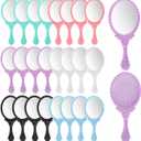 Goaste 24 Pack Vintage Handheld Mirror, Portable Embossed Flower Mirror, Hand Held Decorative Mirrors for Face Makeup, Travel, Camping, Home, Assorted Colors, 7"3"