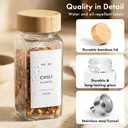 EDELHAUS Square Spice Jars with Bamboo Wooden Lid (Pack of 24) Spice Jars with Shaker Insert and 240 Labels - Bamboo Lid Glass Container for Spice Organisation [4.3 in 1.8 in]