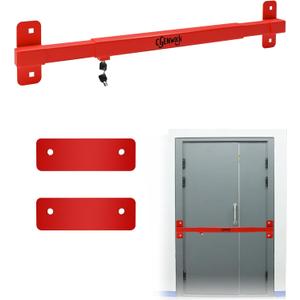 Adjustable Door Security Lock Bar, Commercial Shed Outswing Door Security Bar Fit for 32" to 42" Exterior Opening Door, Anti-Theft Barricade Lock for Jobsite Office, Warehouse, Trailer Door