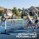 Retractable Dinkball Net with Wheel 22ft Regularion Size Tournament-Grade Portable Dinkball Net Indoor Outdoor with Heavy Duty Metal Frame Carry Bag for Driveway Backyards Garage, Free Assembly, 22 ft x 36"